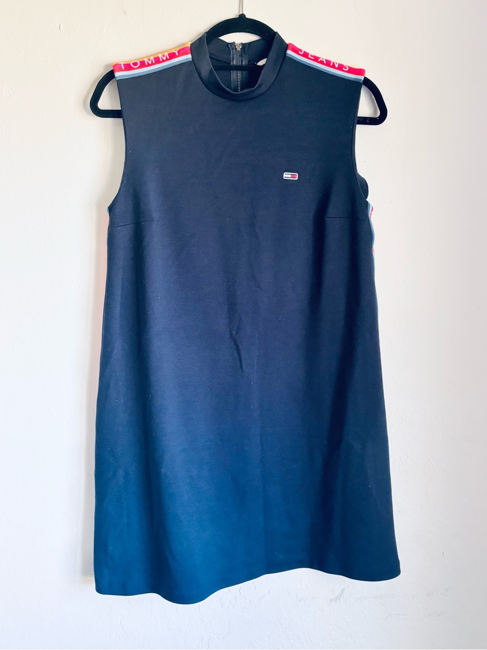 Tommy Hilfiger Navy Blue Sleeveless Shift Dress with Logo Trim